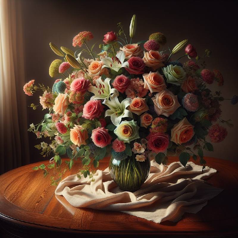 букет красивых цветов на столе